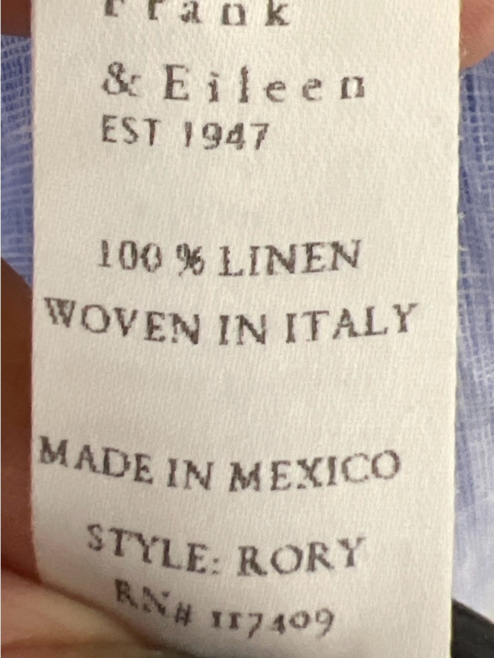 Frank & Eileen Rory Linen Shirt Dress XXS Blue Italian Linen Coastal Minimalist - Picture 7 of 8